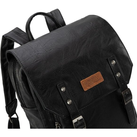 ✨Men Black Montana West Wrangler Leather Purse Laptop Backpack Fashion Backpack - Picture 6 of 7